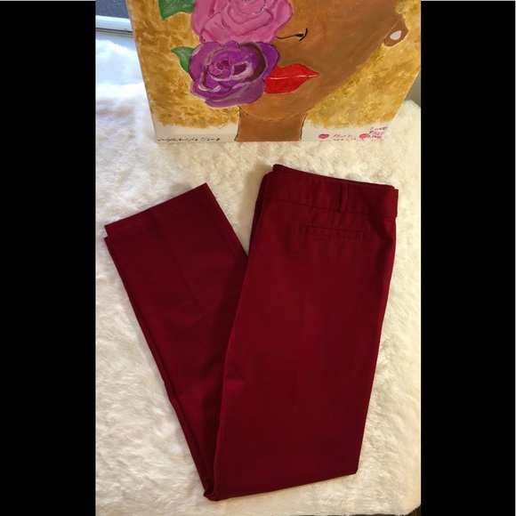 Dalia Collection Pants - Plus Red Cotton Pant Ins 30”